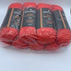 Baycrest Sayelle Red Acrylic Yarn Lot of 8 Skeins50g Each, Made in Canada